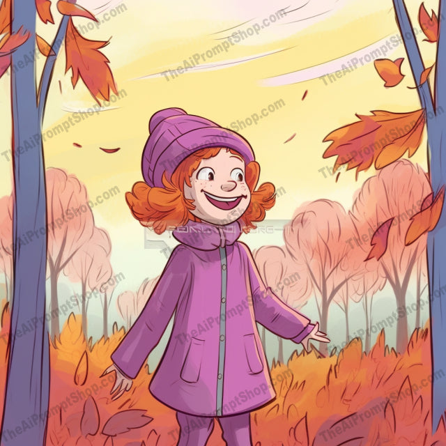 AI Midjourney Prompt for C23 - Storybook Illustrations - Cartoon Child in Autumn Park