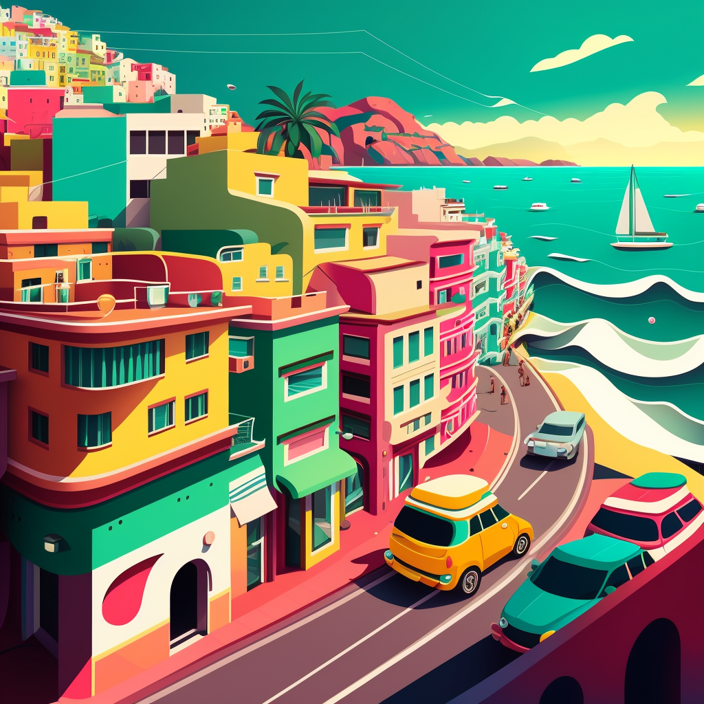 AI Midjourney Prompt for Landscape - Cartoonish City Panorama