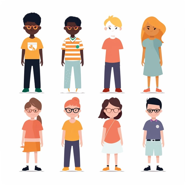 AI Midjourney Prompt for Colorful Children in Nerdcore Style