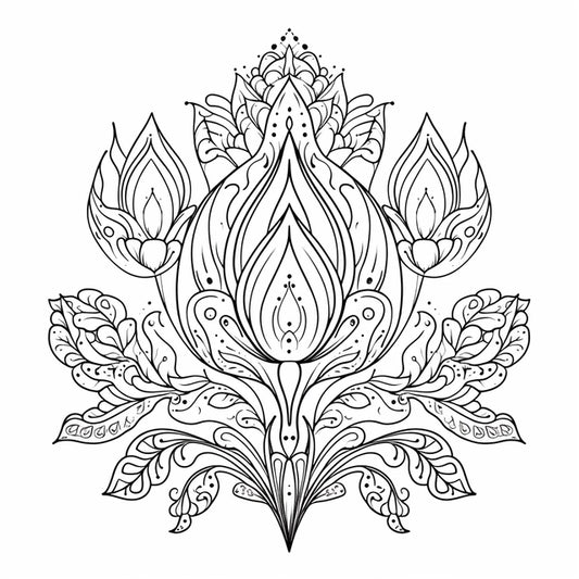 AI Midjourney Prompt for Decorative Flower Doodle Coloring