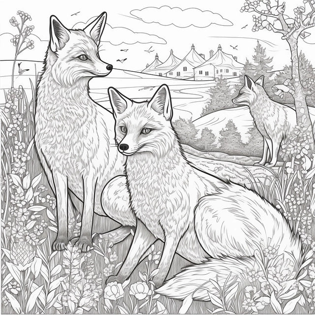 AI Midjourney Prompt for Countryside Graphic Animal Coloring