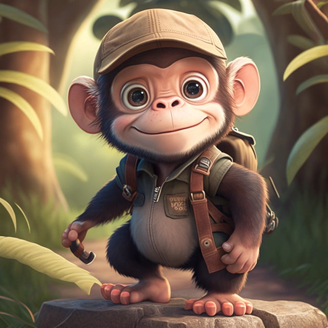 AI Midjourney Prompt for Cartoon Animal Baby Explorer