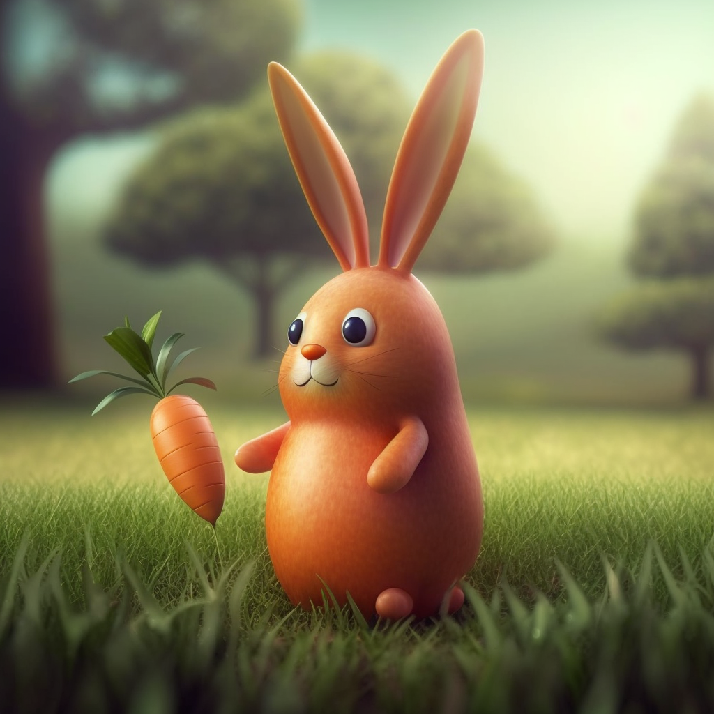 AI Midjourney Prompt for Easter - Cartoonish Carrot Bunny