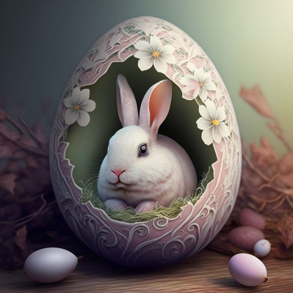 AI Midjourney Prompt for Easter - Realistic Egg Bunny