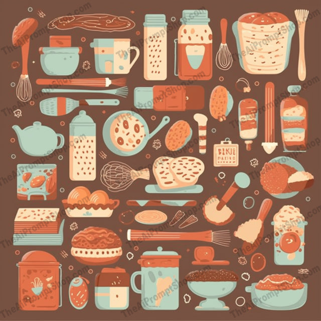 AI Midjourney Prompt for Patterns - B158s - Playful Baking Tools