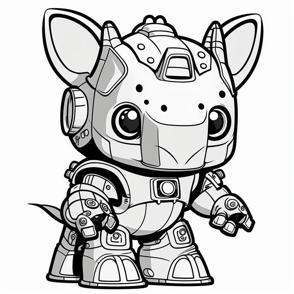 AI Midjourney Prompt for Coloring Pages - Cute Robot Coloring Page