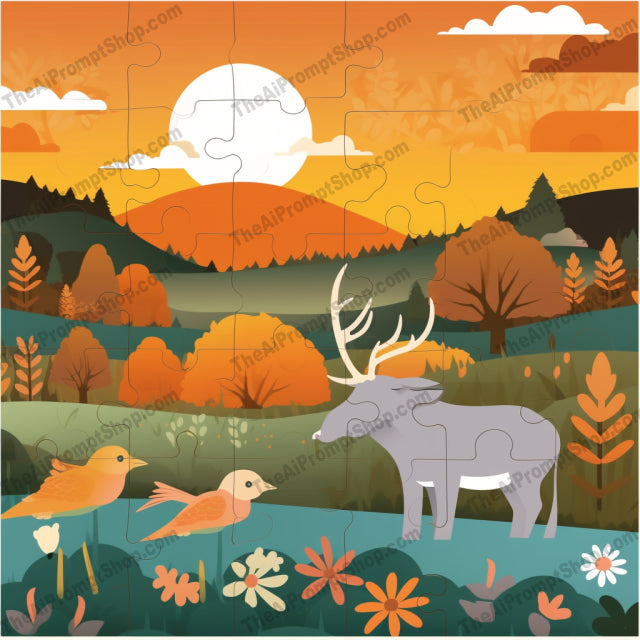 AI Midjourney Prompt for C258 - Storybook Illustrations - Meadow Animals