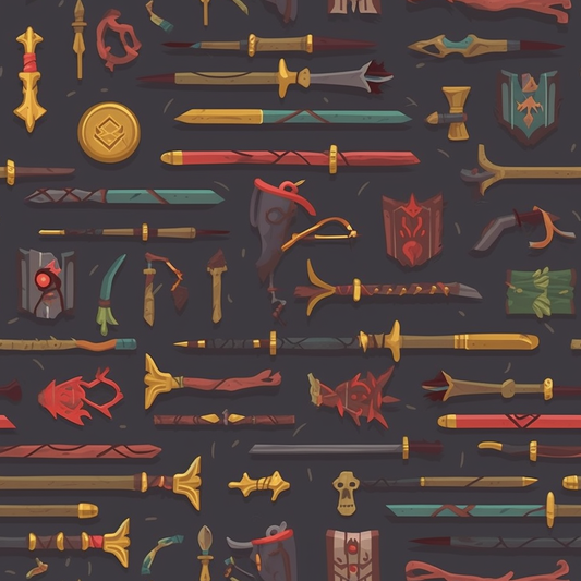 AI Midjourney Prompt for Game Asset - Hand-Painted Dark Fantasy Game Sprites for Weapons