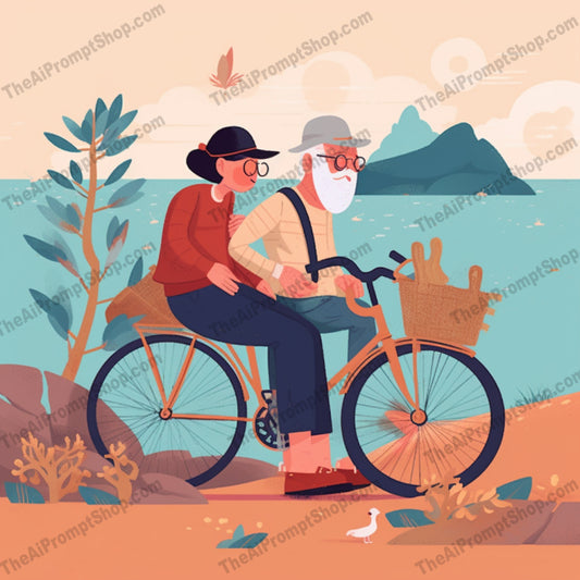 AI Midjourney Prompt for Illustrations - B163s - Bike Rides and Beach Chairs