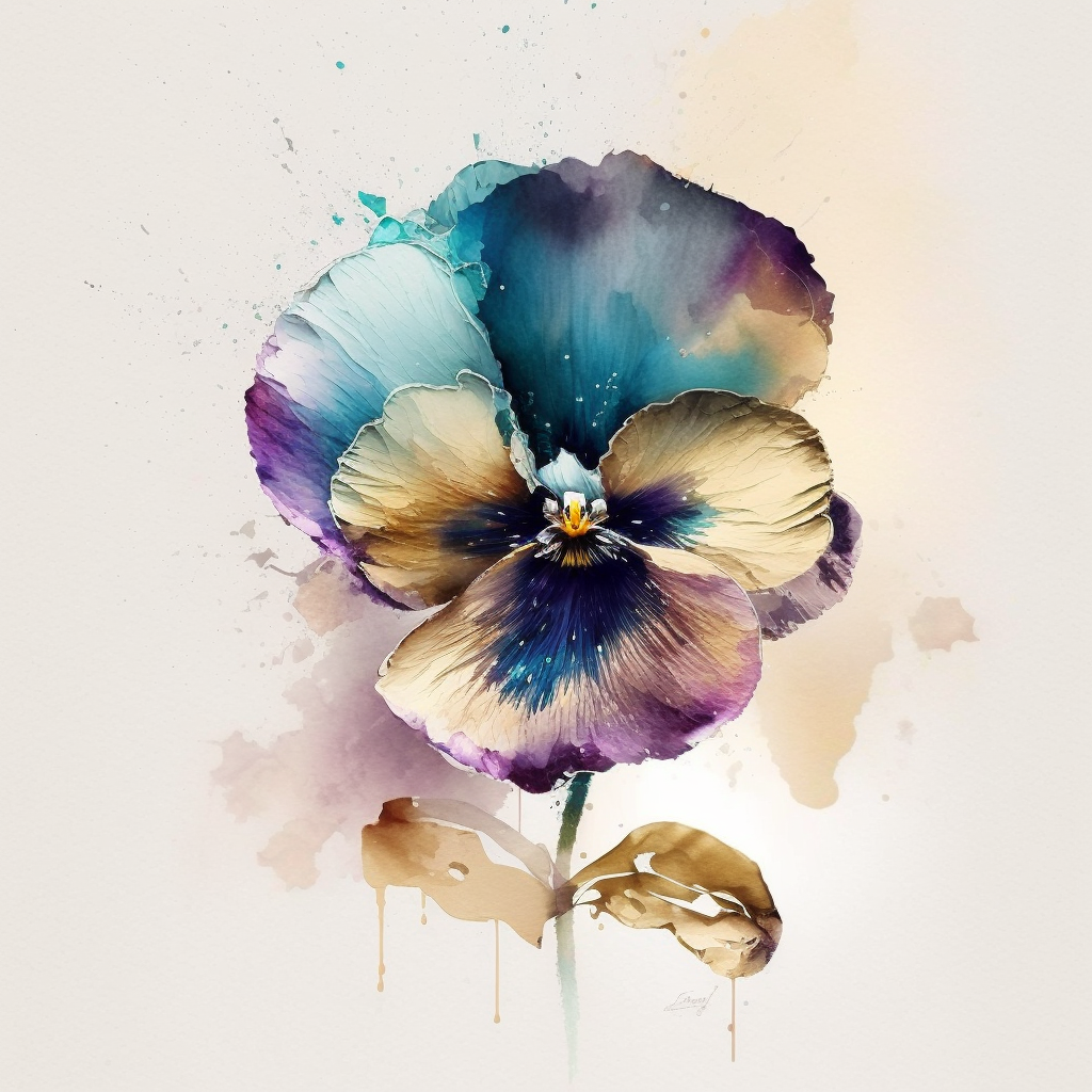 AI Midjourney Prompt for Mockup - Iridescent Watercolor Flowers