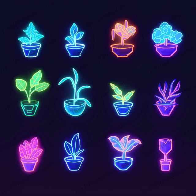 AI Midjourney Prompt for Neon Plants