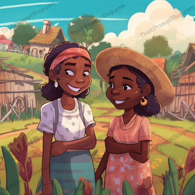 AI Midjourney Prompt for C187 - Storybook Illustrations - Farm Girls