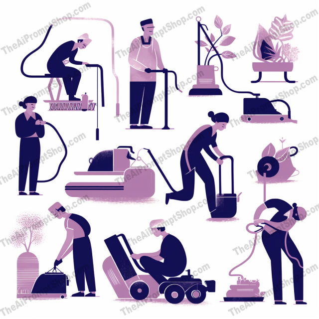 AI Midjourney Prompt for Isometrics - B60s -  Vacuuming in Style
