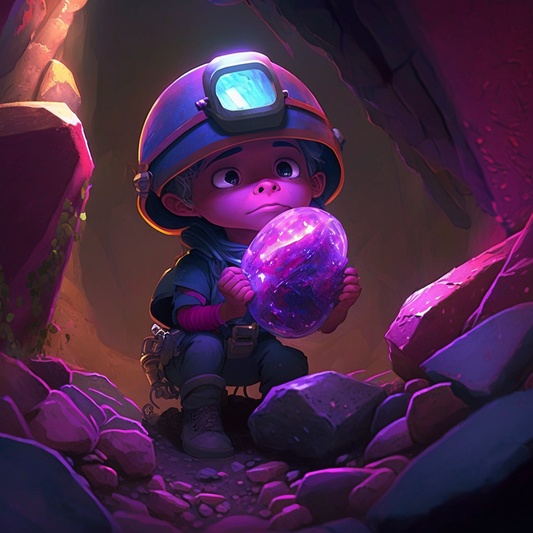 AI Midjourney Prompt for Kids Art Illustration - Tiny Miners Big Adventure