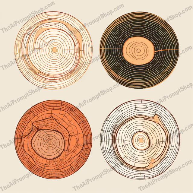 AI Midjourney Prompt for Isometrics - B287s - Tree Stump Slice Set