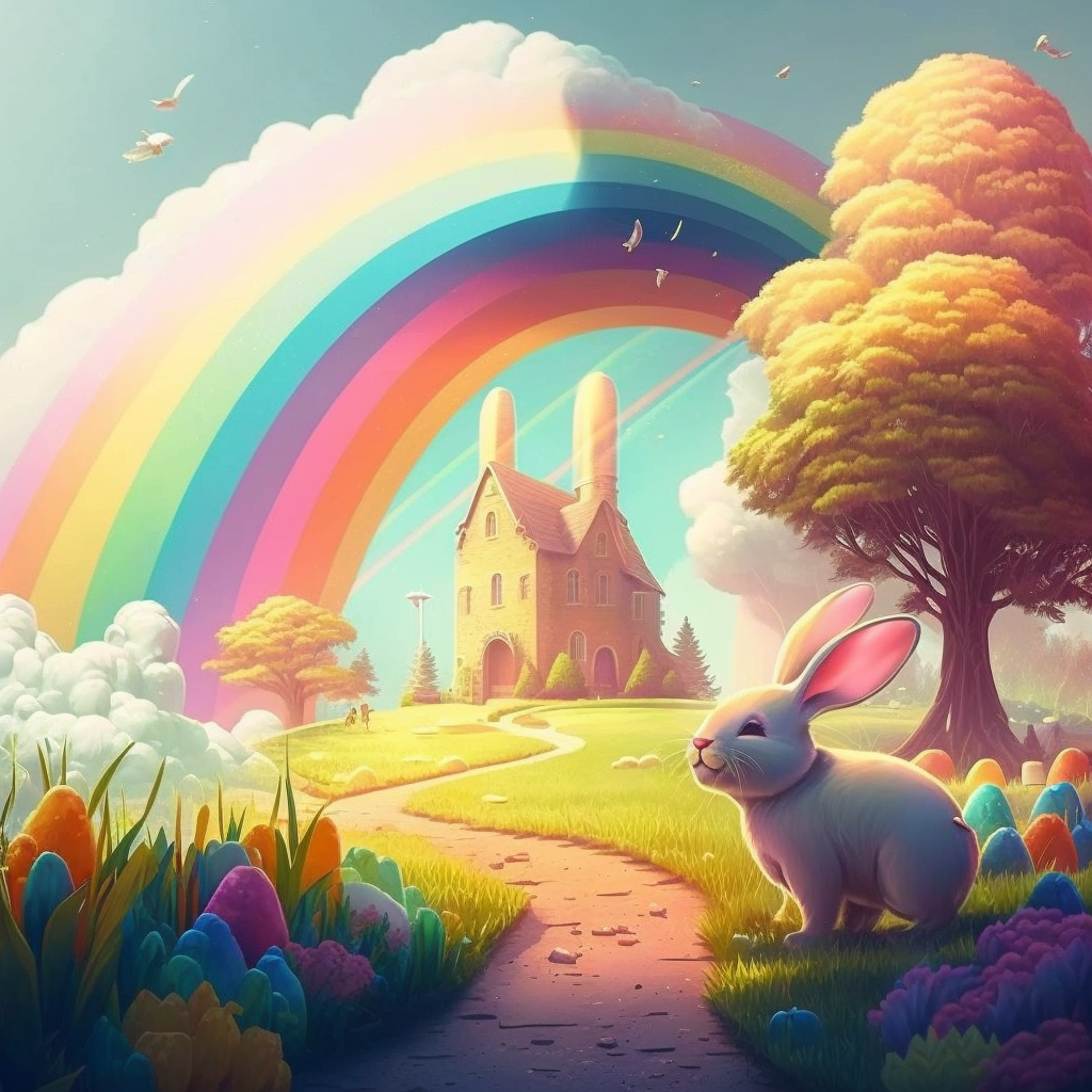 AI Midjourney Prompt for Easter - Watercolor Easter Landscape