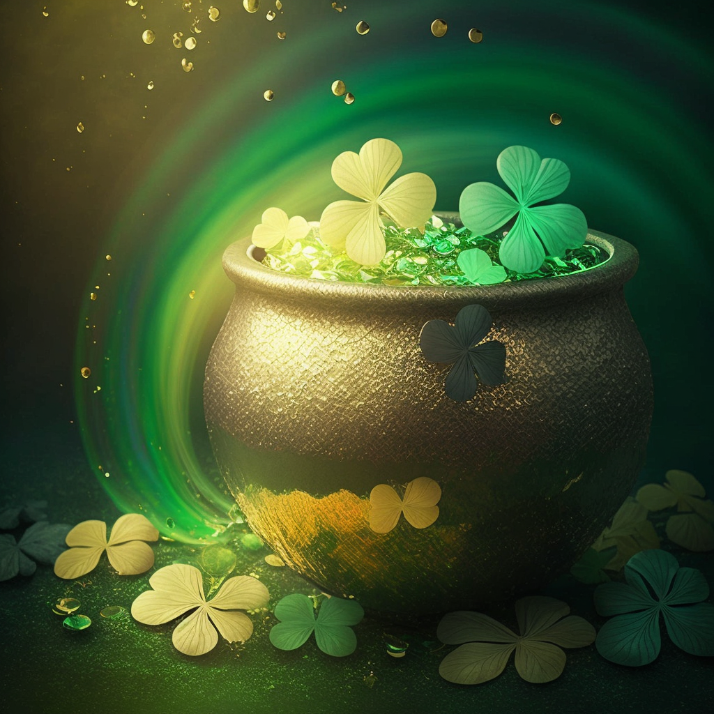 AI Midjourney Prompt for St Patricks Day - Rainbow Shamrocks