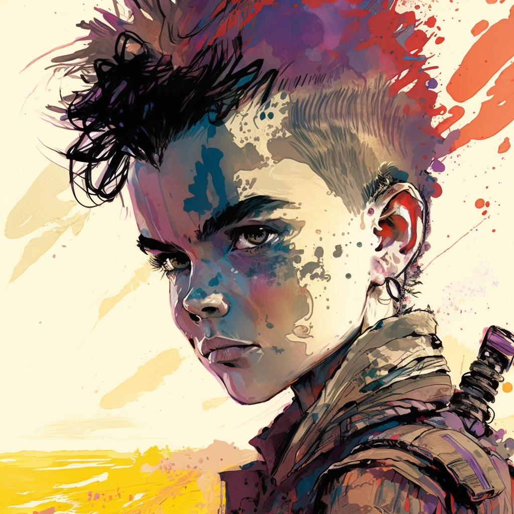 AI Midjourney Prompt for People - Colorful Character Sketch