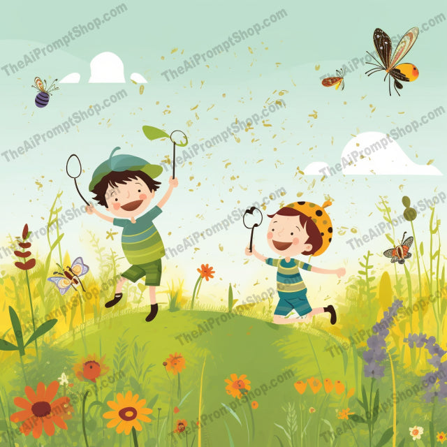 AI Midjourney Prompt for C209 - Storybook Illustrations - Flower Fly Kids
