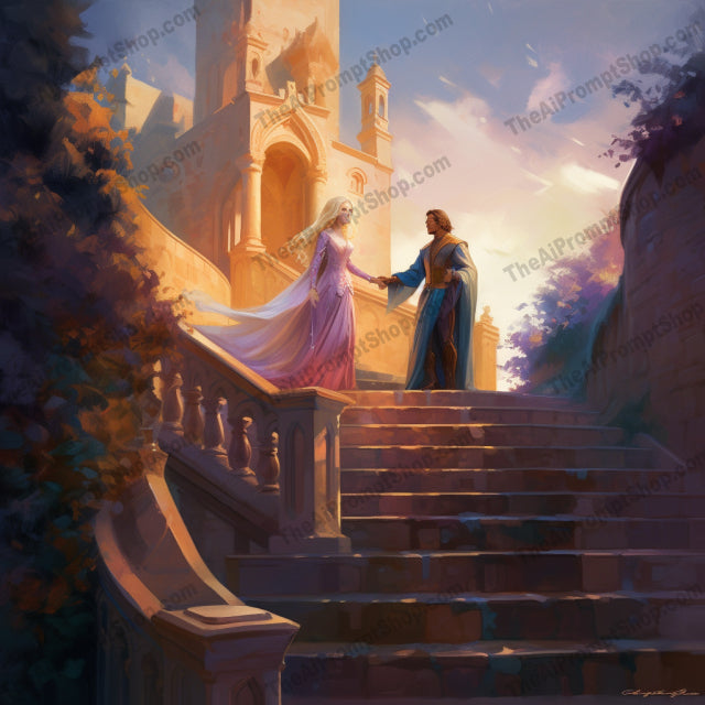 AI Midjourney Prompt for C80 - Storybook Illustrations - Stairway to Fantasy