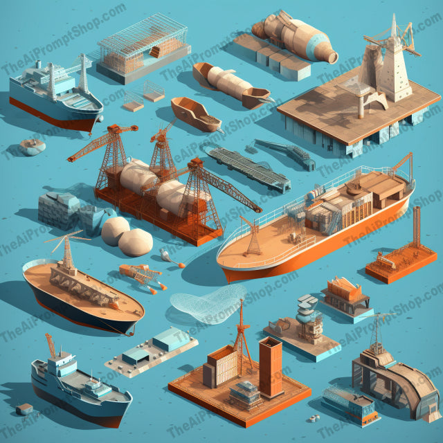 AI Midjourney Prompt for Isometrics - B82s -  Isometric Ship Show