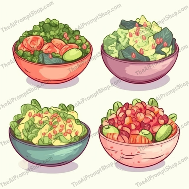 AI Midjourney Prompt for Food - B279s - Vibrant Salad Bowls