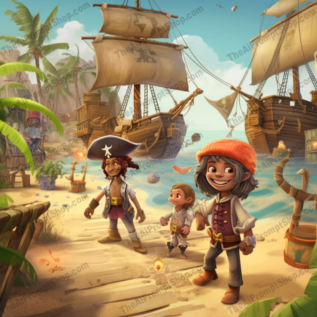 AI Midjourney Prompt for C272 - Storybook Illustrations - Pirate Whimsical Illustrations