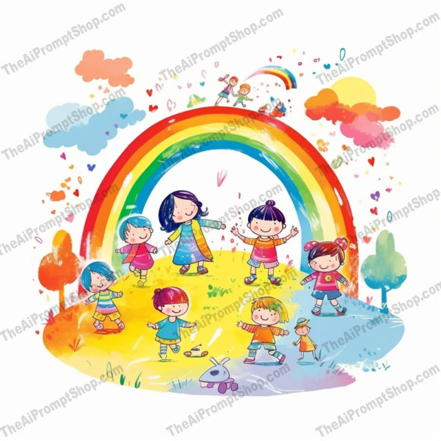 AI Midjourney Prompt for Illustrations - B89s - Rainbow Kindergarten Fun