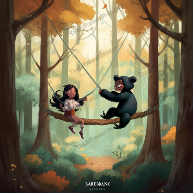 AI Midjourney Prompt for C105 - Storybook Illustrations - Swinging Cartoon Characters