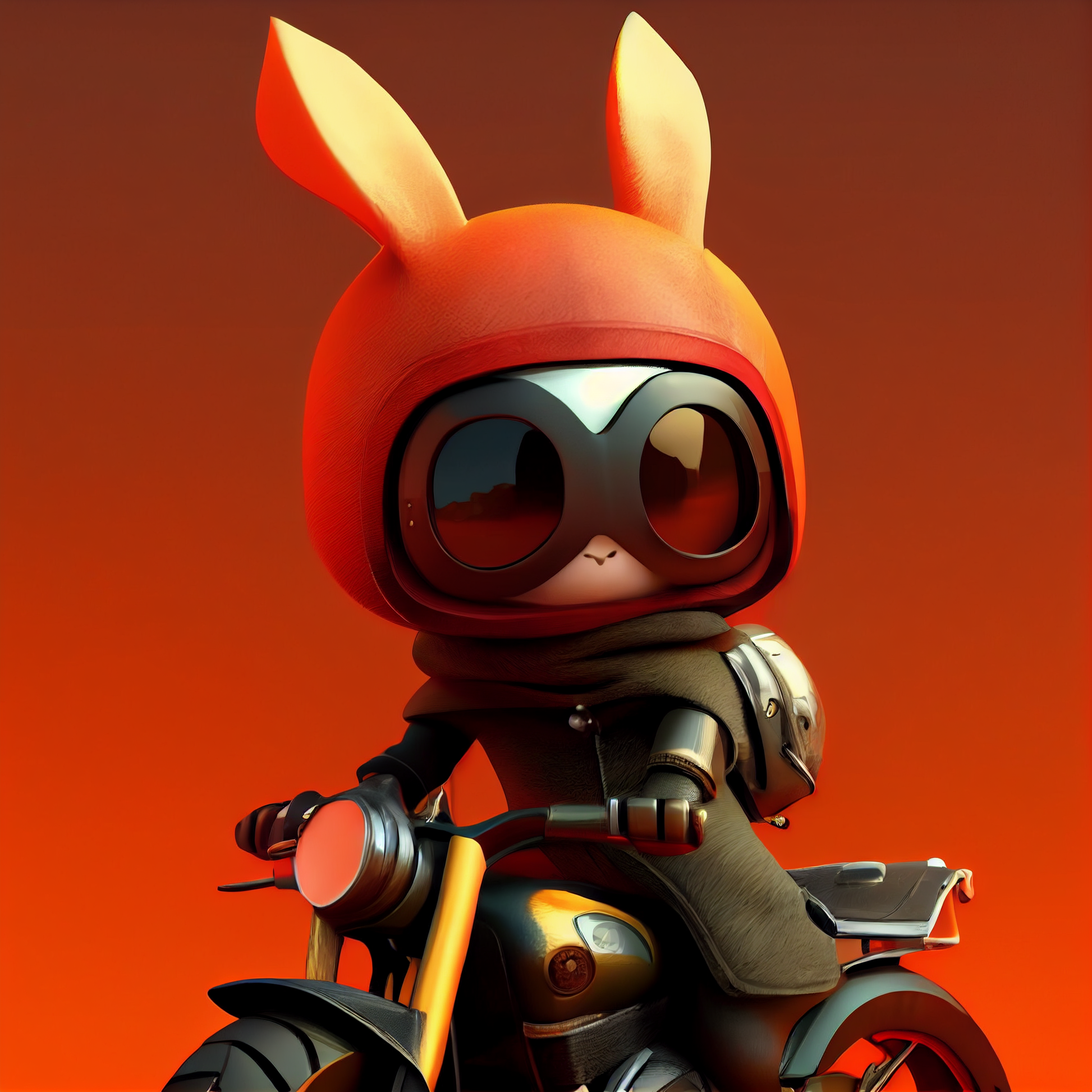 AI Midjourney Prompt for Animal - Red Cliff Biker Beast