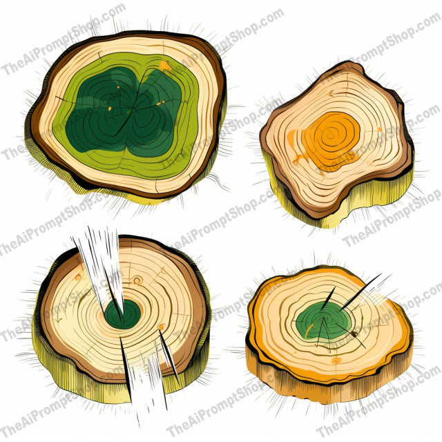 AI Midjourney Prompt for Isometrics - B285s - Illustrative Tree Slices