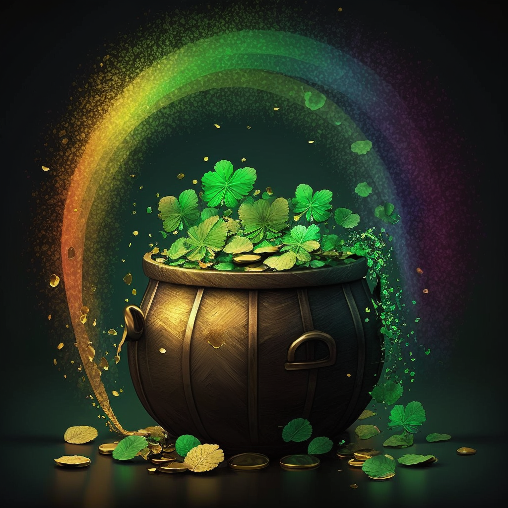 AI Midjourney Prompt for St Patricks Day - Rainbow Shamrocks