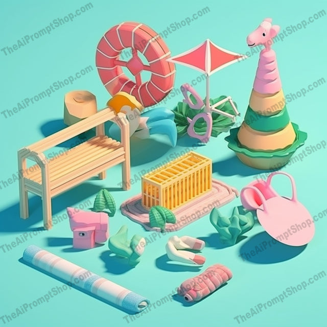 AI Midjourney Prompt for Game Assets - B112s - Summer Pool Collection