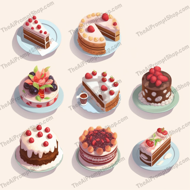AI Midjourney Prompt for Food - B261s - Iconic Cakes