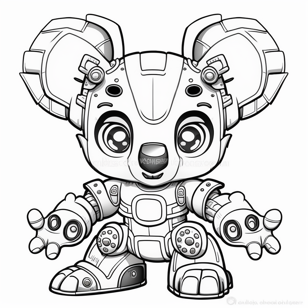 AI Midjourney Prompt for Coloring Pages - Cute Robot Coloring Page