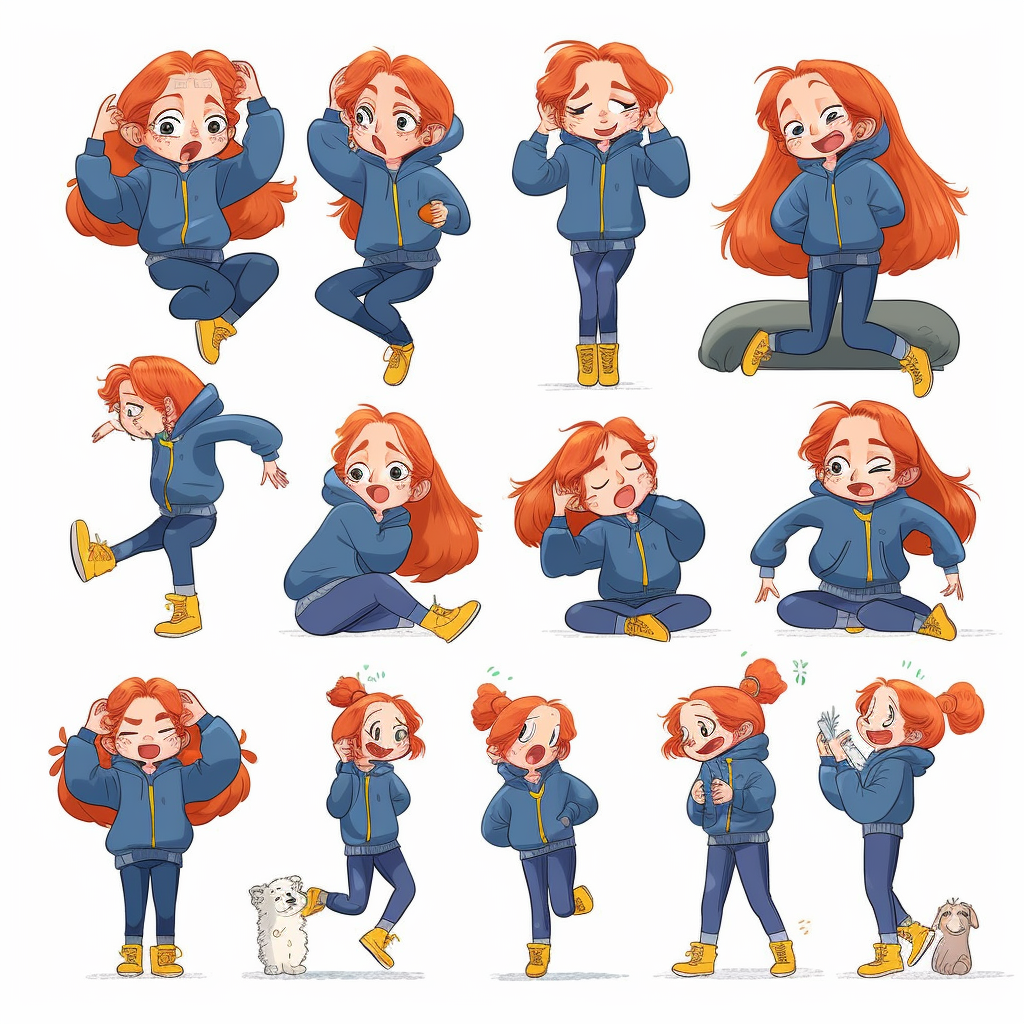 AI Midjourney Prompt for Character - Illustrated Child Character Poses