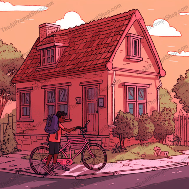 AI Midjourney Prompt for C246 - Storybook Illustrations - Boy and Bike