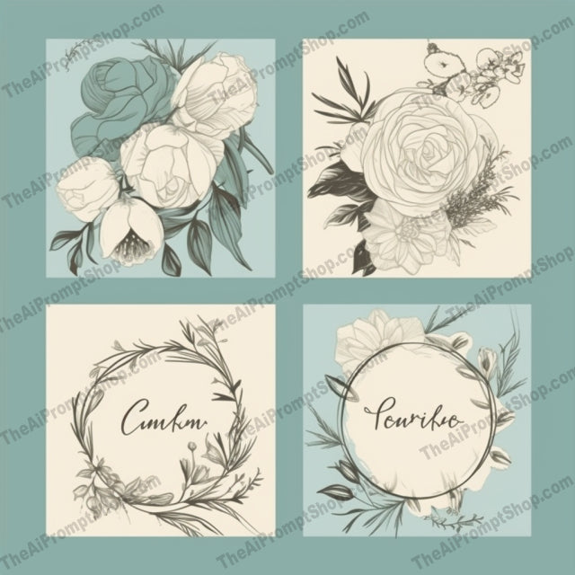 AI Midjourney Prompt for Florals - B26s - Delicate Wedding Labels