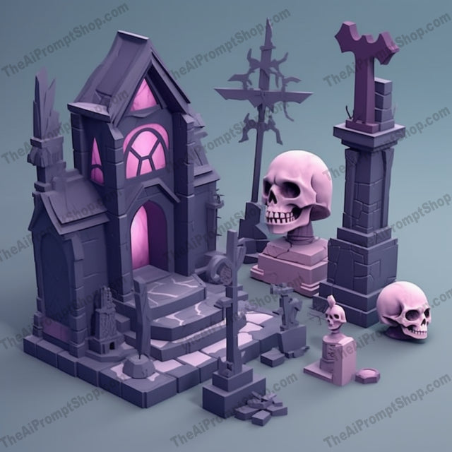 AI Midjourney Prompt for Low Poly Halloween Objects