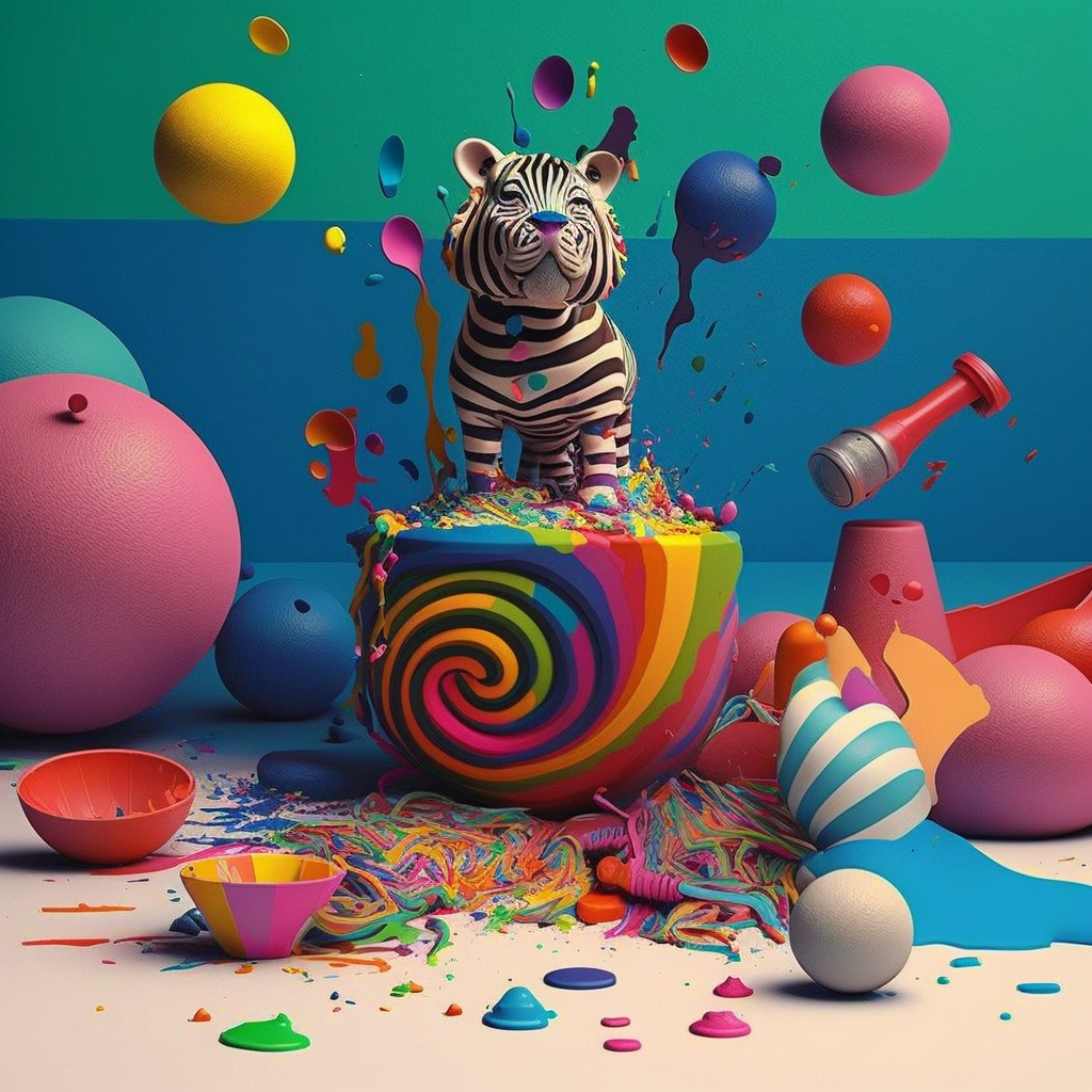 AI Midjourney Prompt for Animal -  Colorful Animal Adventure