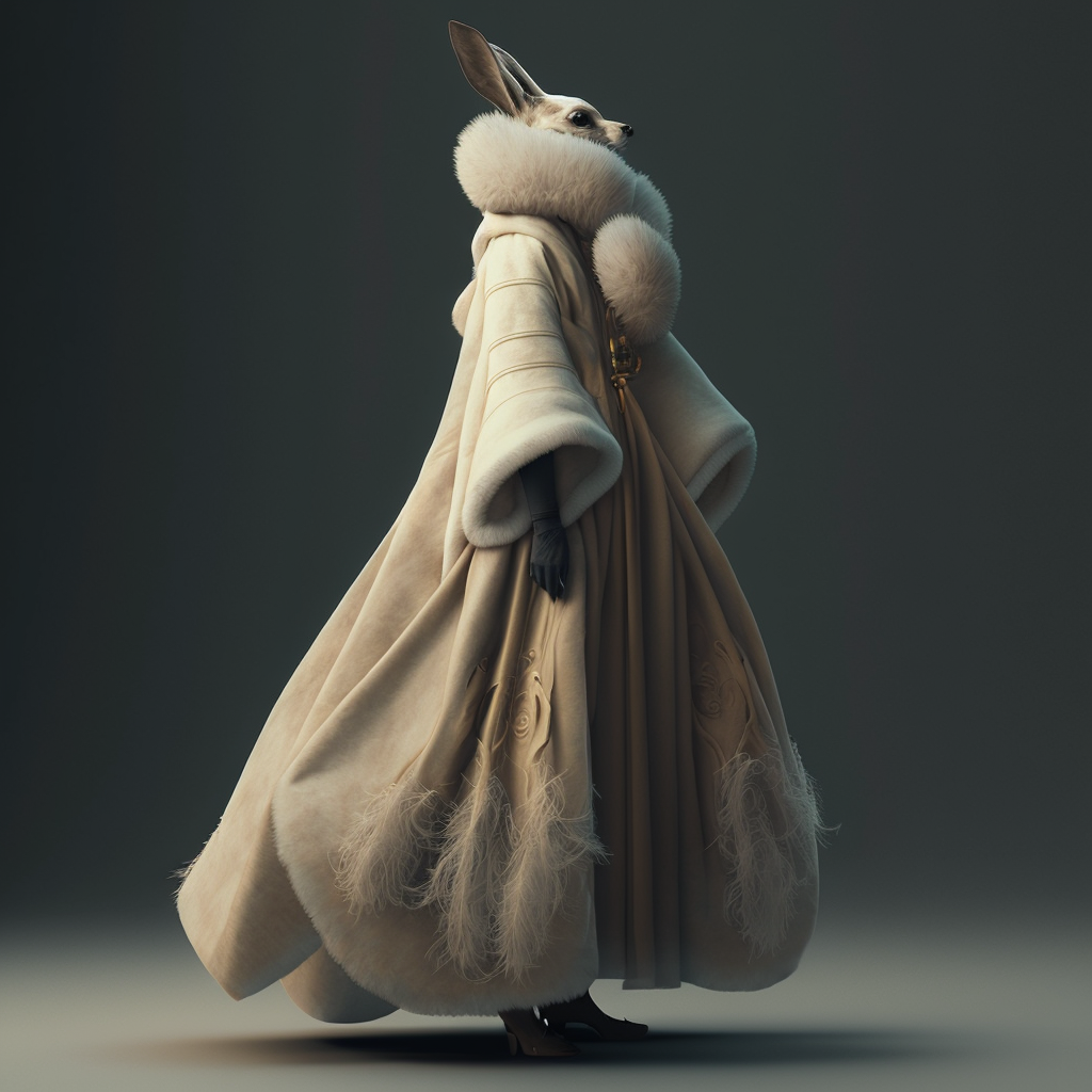 AI Midjourney Prompt for Coloring Pages - AvantGarde Fur Gown Mockup