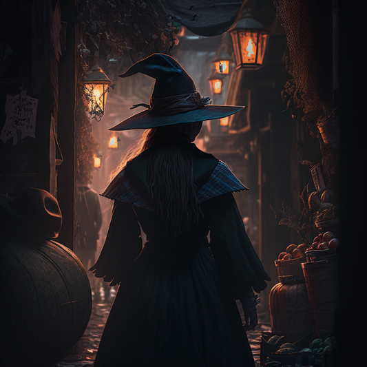 AI Midjourney Prompt for Fantasy and Magic - Dynamic Witch Love Scene