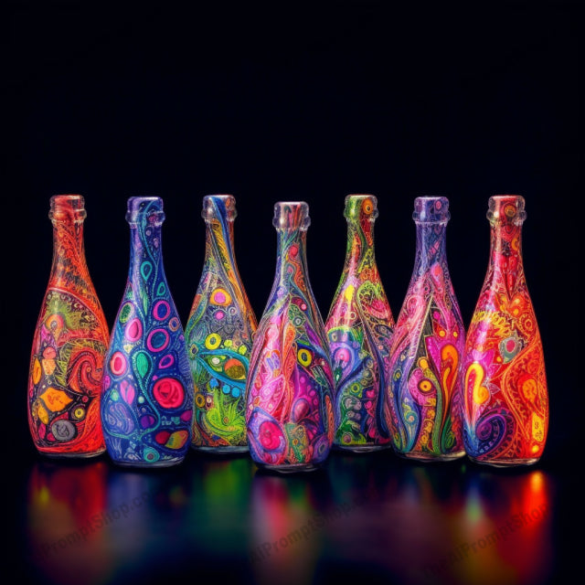 AI Midjourney Prompt for Objects - B189s - Colorful Soda Bottles