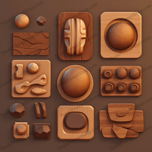 AI Midjourney Prompt for Object-Oriented Wooden Game Elements