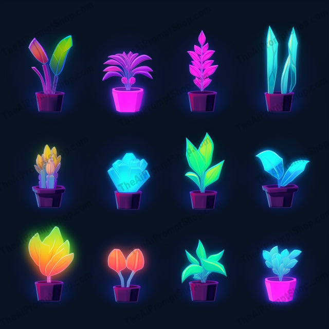 AI Midjourney Prompt for Neon Plants