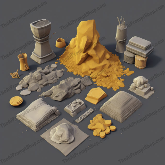 AI Midjourney Prompt for Game Assets - B245s - Sand Salt and Cement Collection