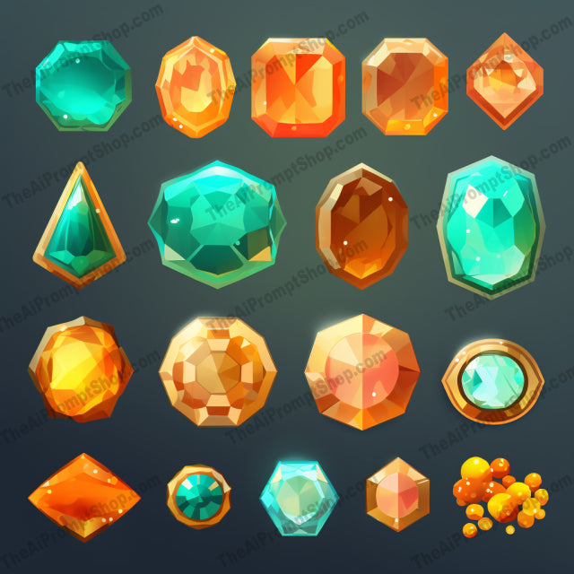 AI Midjourney Prompt for Colorful Gemstones