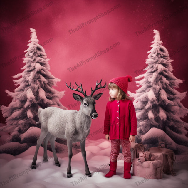 AI Midjourney Prompt for C36 - Storybook Illustrations - Christmas with Reindeer