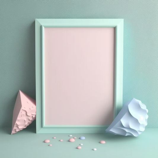AI Midjourney Prompt for Mockup - Empty Mockup Poster Frame on Pastel Wall