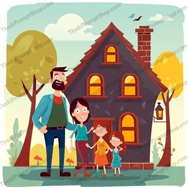 AI Midjourney Prompt for C247 - Storybook Illustrations - Cartoon Family Outdoors